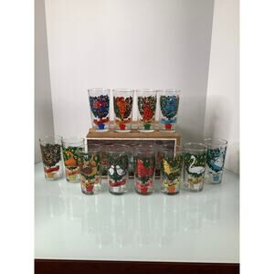 VTG set of 12 Jeannette Glasss Tumblers 12 days of Christmas NEW old stock